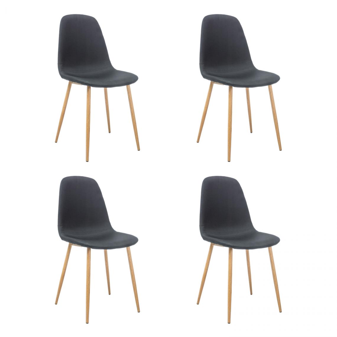 Hucoco - FRANZI - Lot de 4 chaises style scandinave salle à mager/salon - 86x44x39 cm - Tissu haute qualité - Noir - Chaises