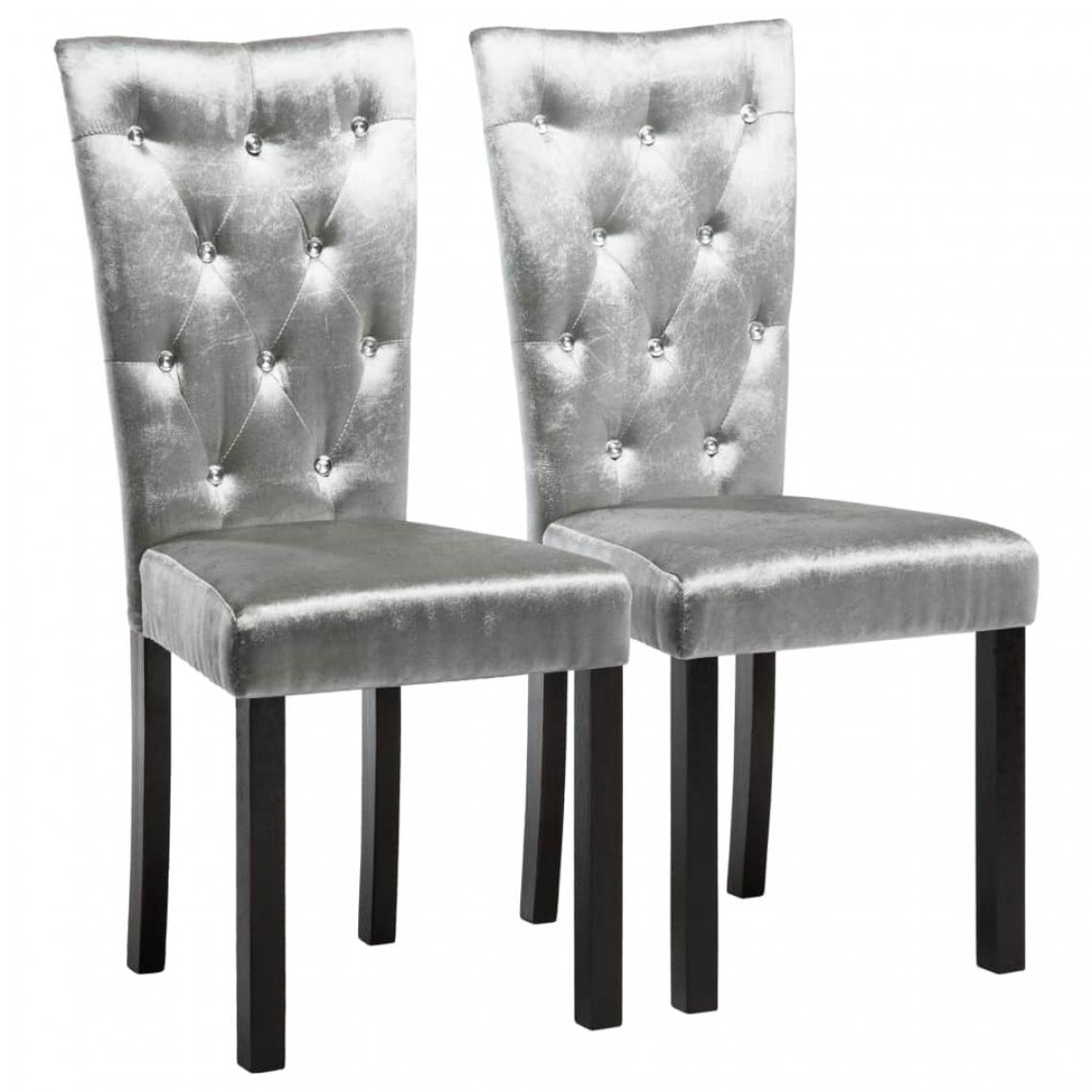Decoshop26 - Lot de 2 chaises de salle à manger cuisine design moderne velours argenté CDS020130 - Chaises