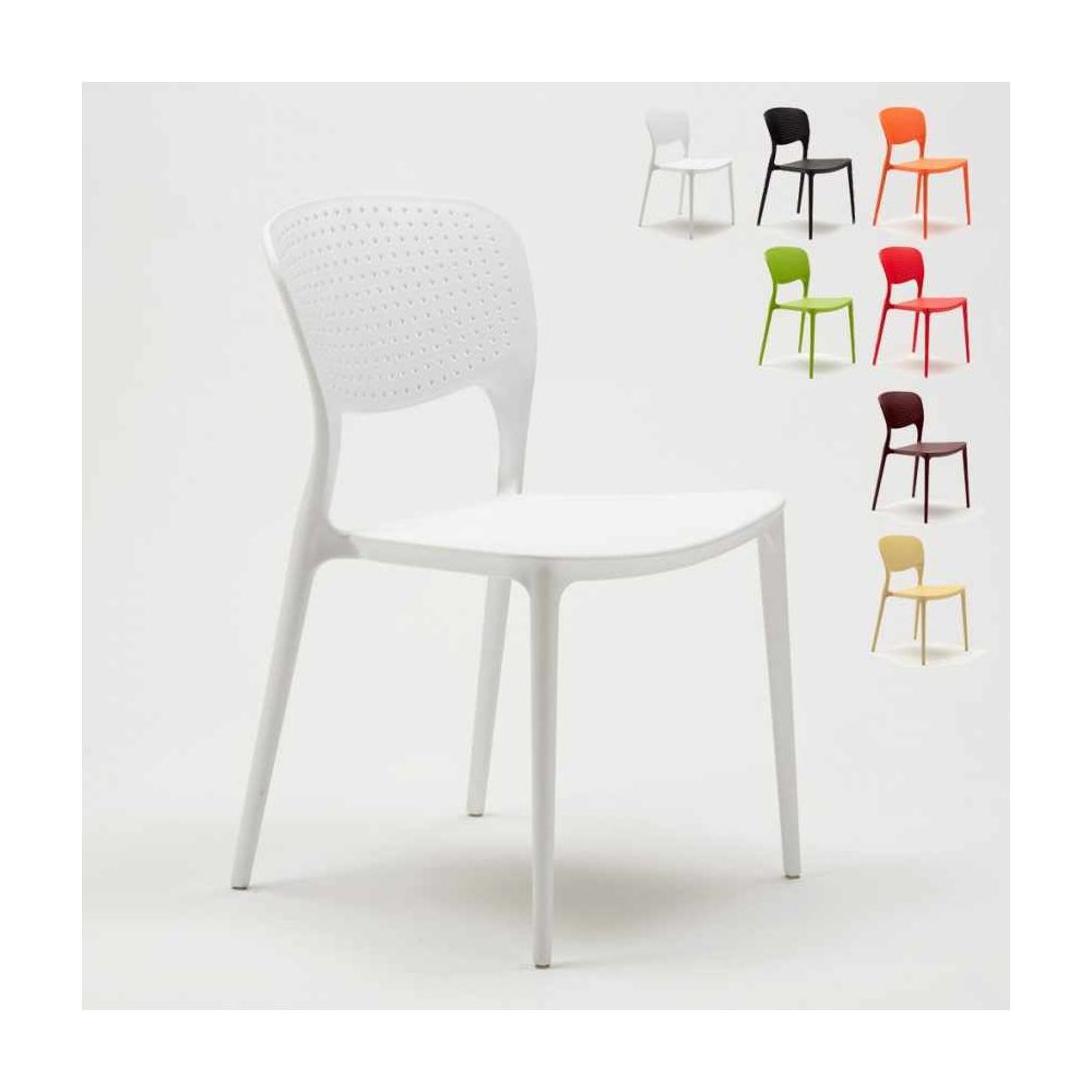 Ahd Amazing Home Design - Lot de 20 chaises en polypropylène colorées empilables bar restaurant glacier Garden Giulietta, Couleur: Blanc - Chaises