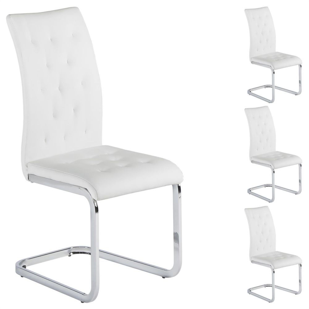 Idimex - Lot de 4 chaises CHLOE, en synthétique blanc - Chaises