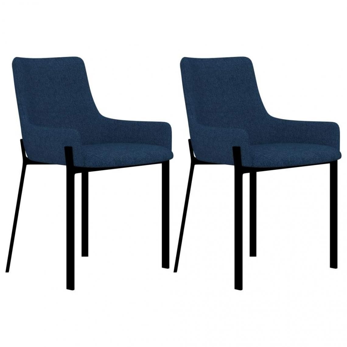 Decoshop26 - Lot de 2 chaises de salle à manger cuisine design moderne tissu bleu CDS020241 - Chaises