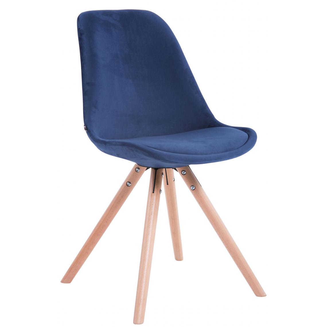 Icaverne - Splendide Chaise visiteur ronde en velours gamme Katmandou naturel couleur bleu - Chaises