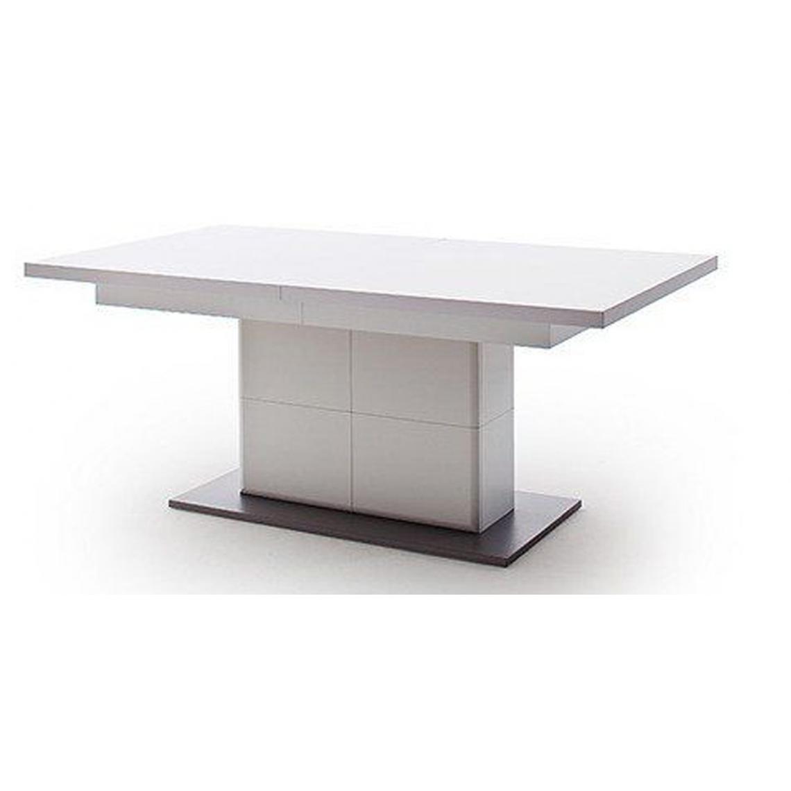 Pegane - Table à manger extensible en bois coloris blanc mat - L.180-280 x H.77 x P.100 cm - Tables à manger
