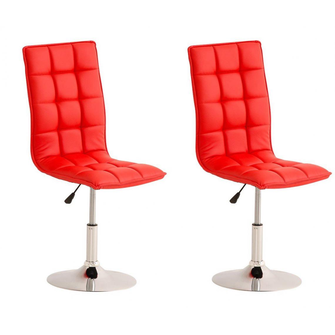 Decoshop26 - Lot de 2 chaises de salle à manger hauteur réglable en simili-cuir rouge CDS10030 - Chaises