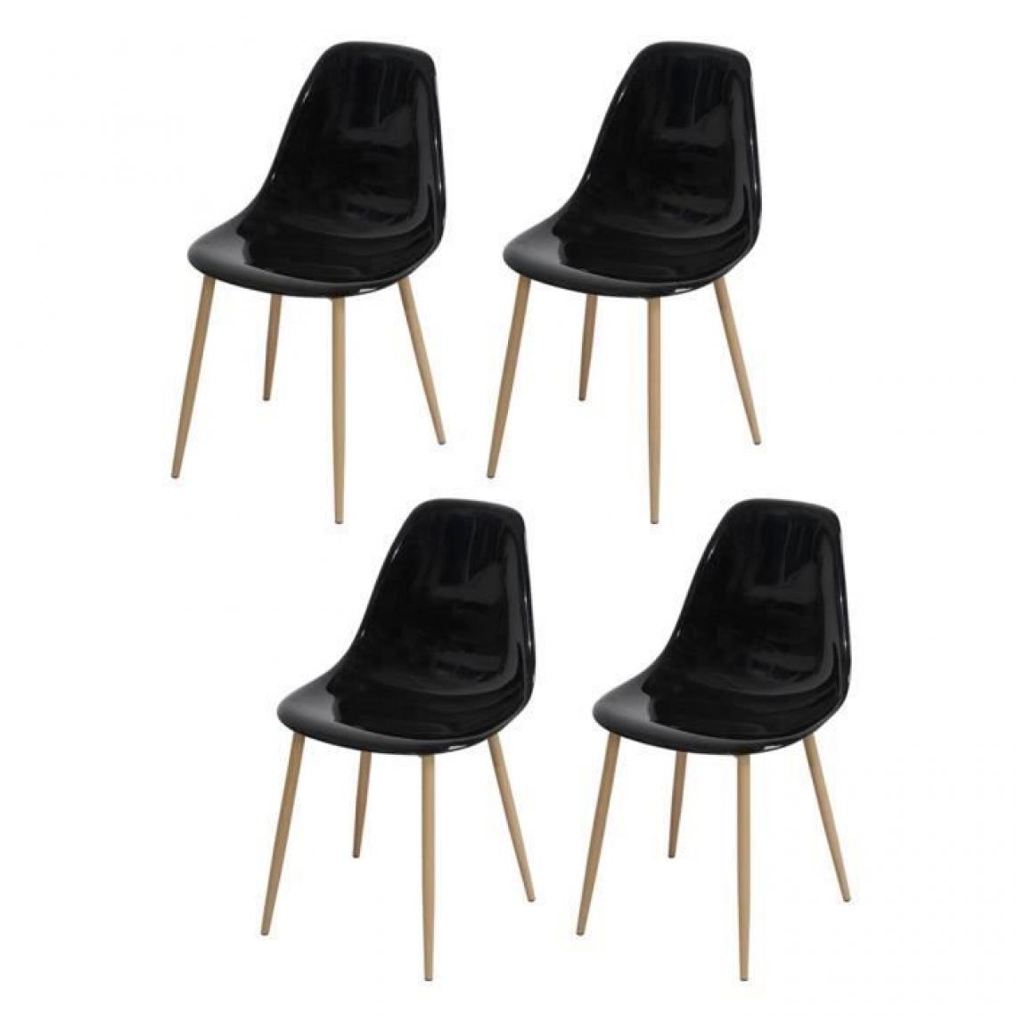 Cstore - Lot de 4 chaises cristal transparent noir - L 47 x P 54 x H 84 cm - CLODY - Chaises