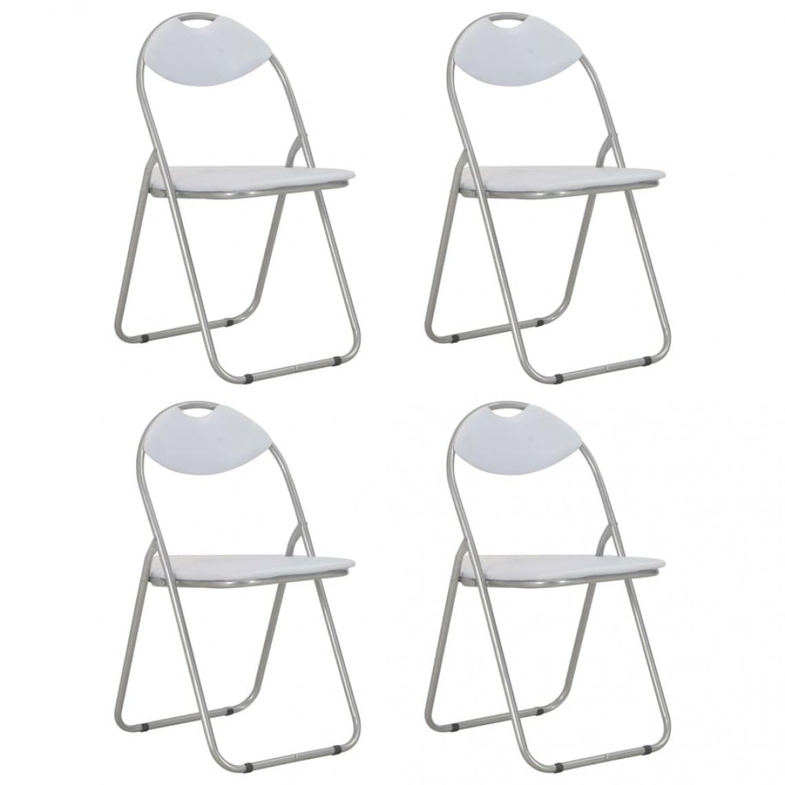 Decoshop26 - Lot de 4 chaises de salle à manger cuisine pliantes design simple similicuir blanc CDS021909 - Chaises