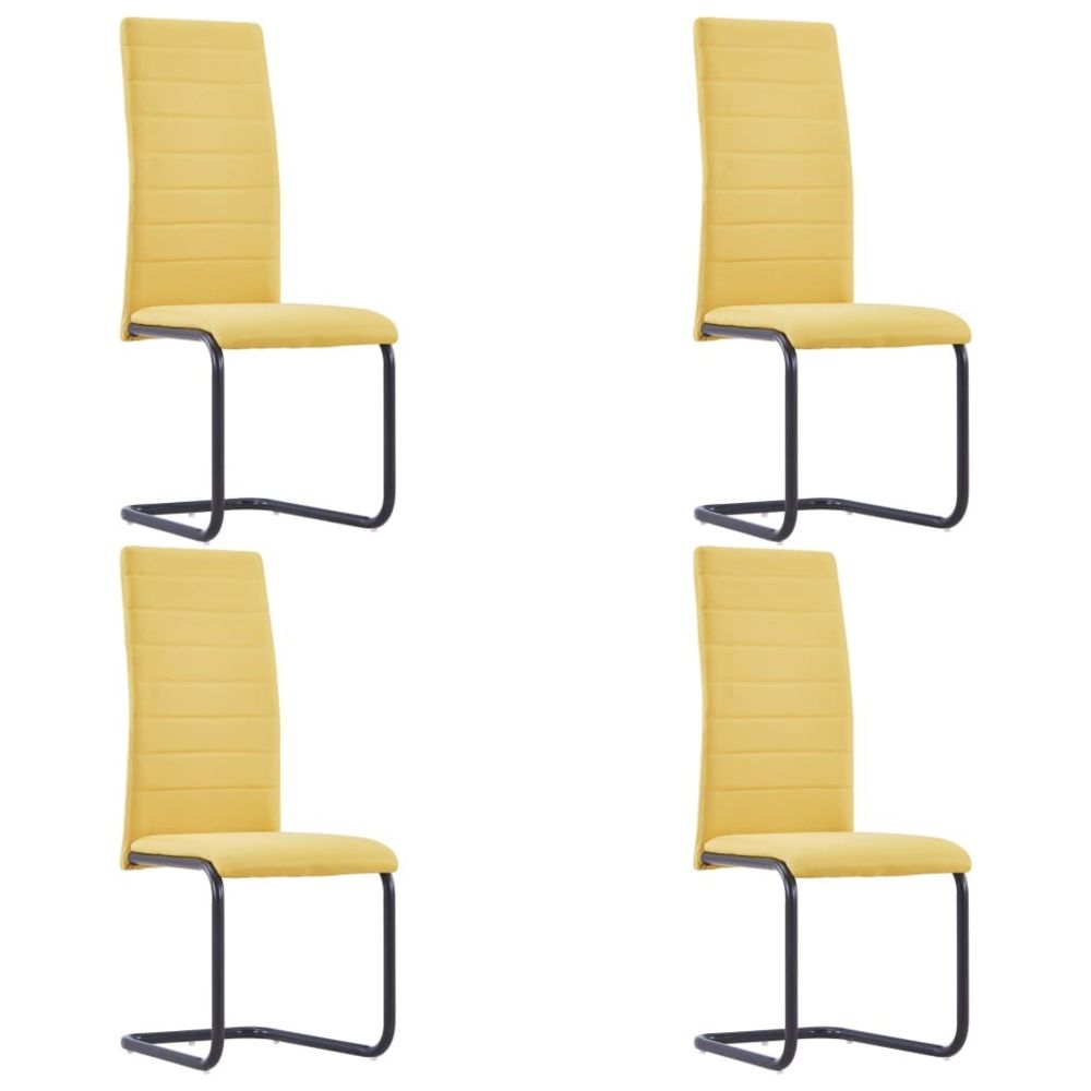 marque generique - Inedit Fauteuils et chaises ligne Bichkek Chaises de salle à manger 4 pcs Jaune Tissu - Chaises