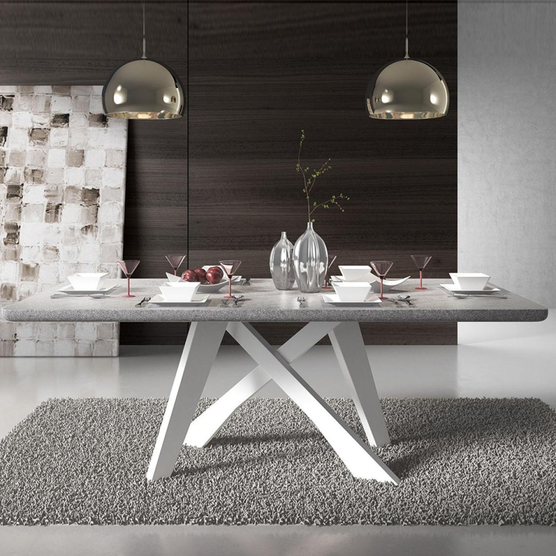 Nouvomeuble - Table 200 cm effet gris marbre MAGNUS - Tables à manger