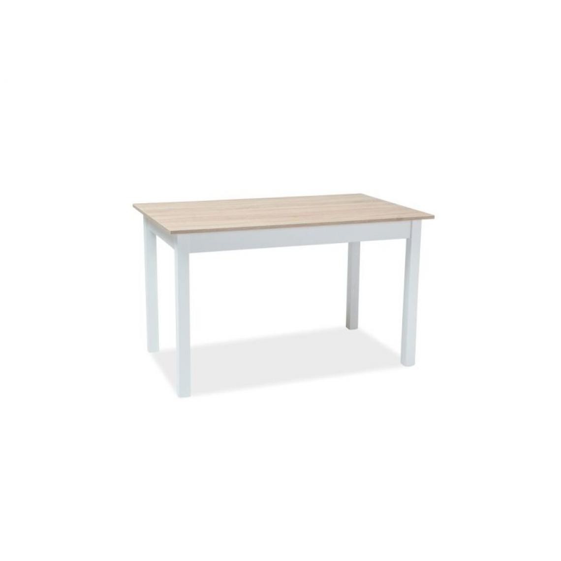 Hucoco - HOLACY - Table moderne extensible pour le salon - 100x60x75 cm - Plateau en panneau mélaminé - Piètement en bois MDF - Blanc - Tables à manger