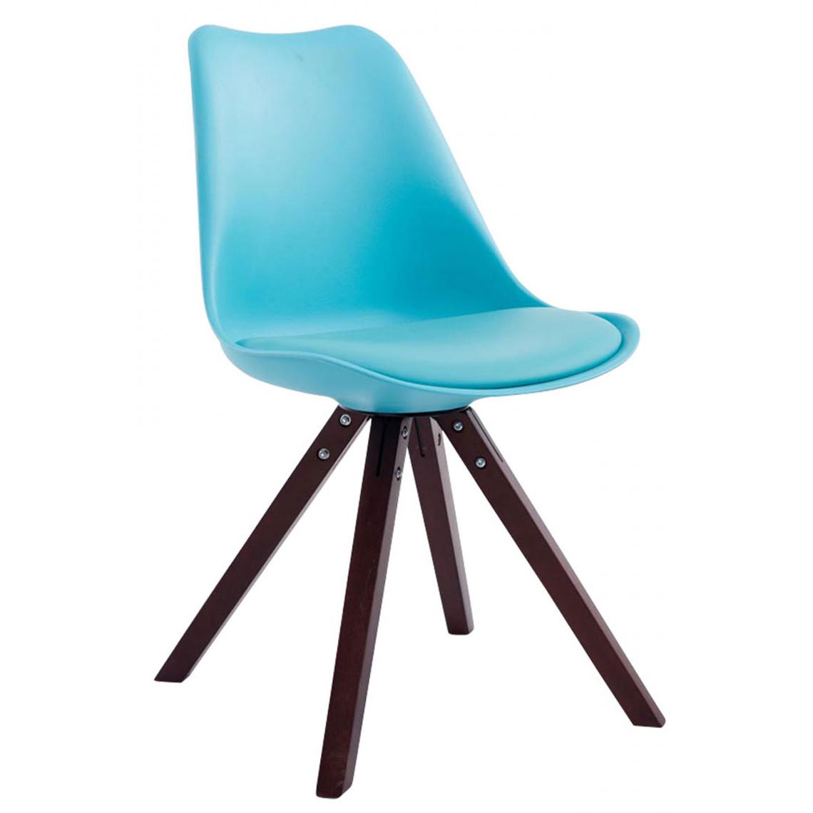 Icaverne - Admirable Chaise visiteur edition Katmandou cuir synthétique carré cappuccino (chêne) couleur bleu - Chaises