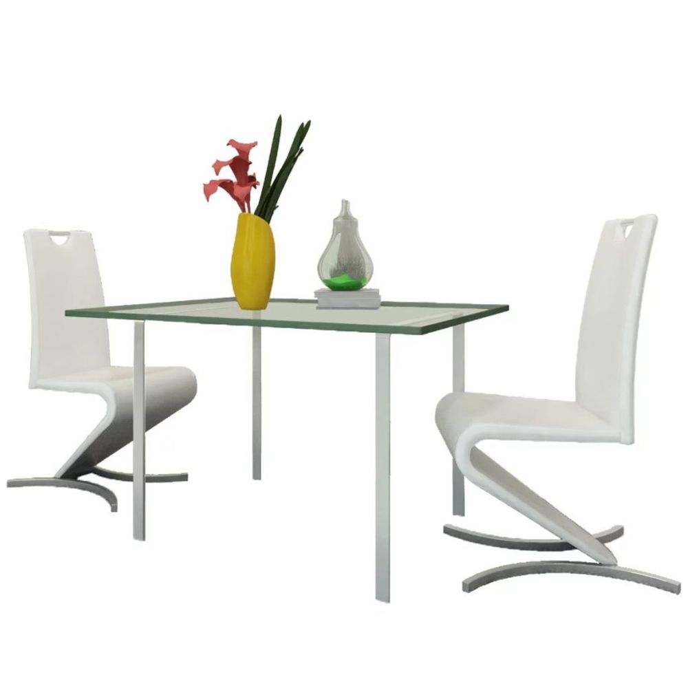 marque generique - Admirable Fauteuils gamme Dakar Chaise de salle à manger 2pcs Forme d'H Cuir synthétique Blanc - Chaises