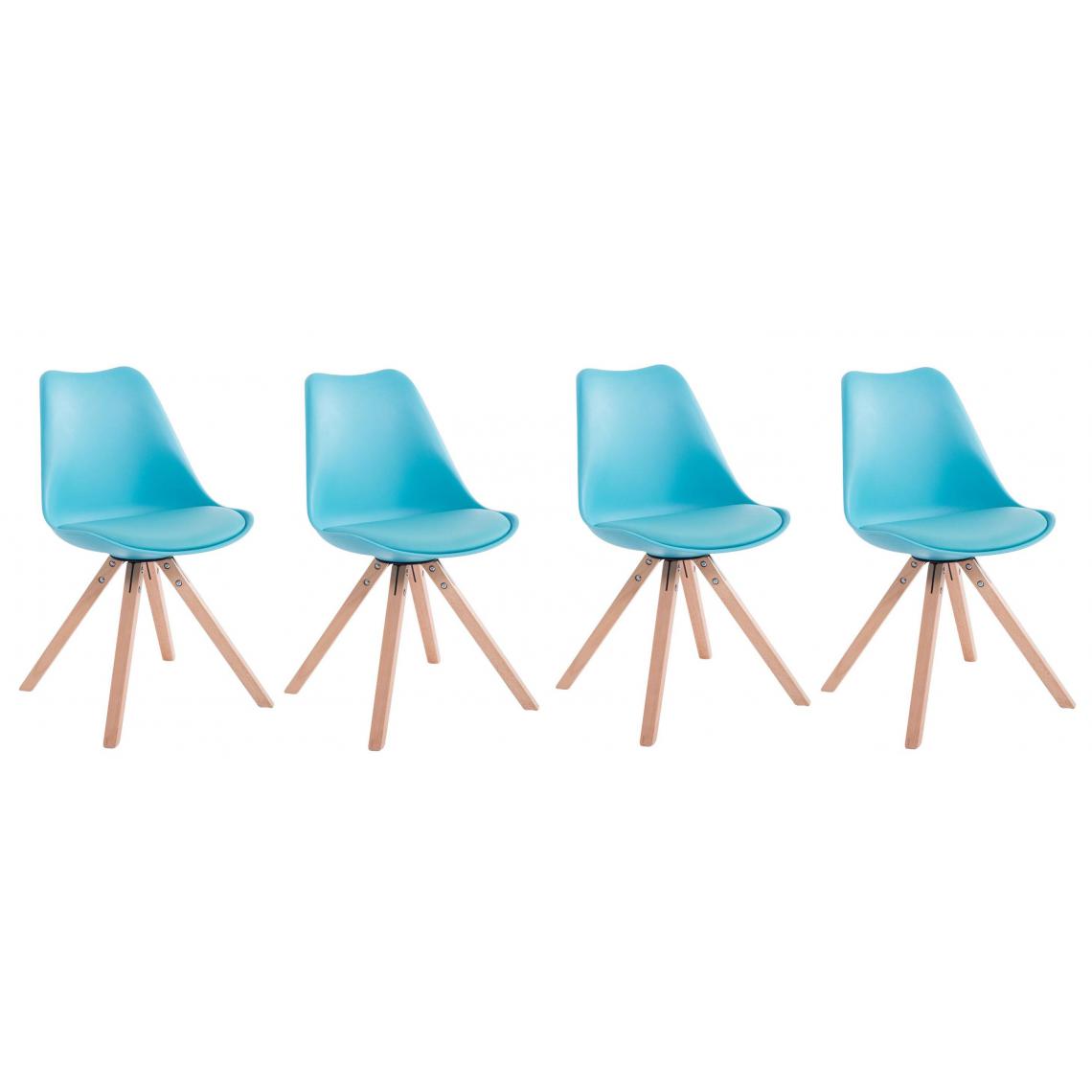 Decoshop26 - Lot de 4 chaises de salle à manger scandinave simili-cuir bleu pieds bois CDS10121 - Chaises