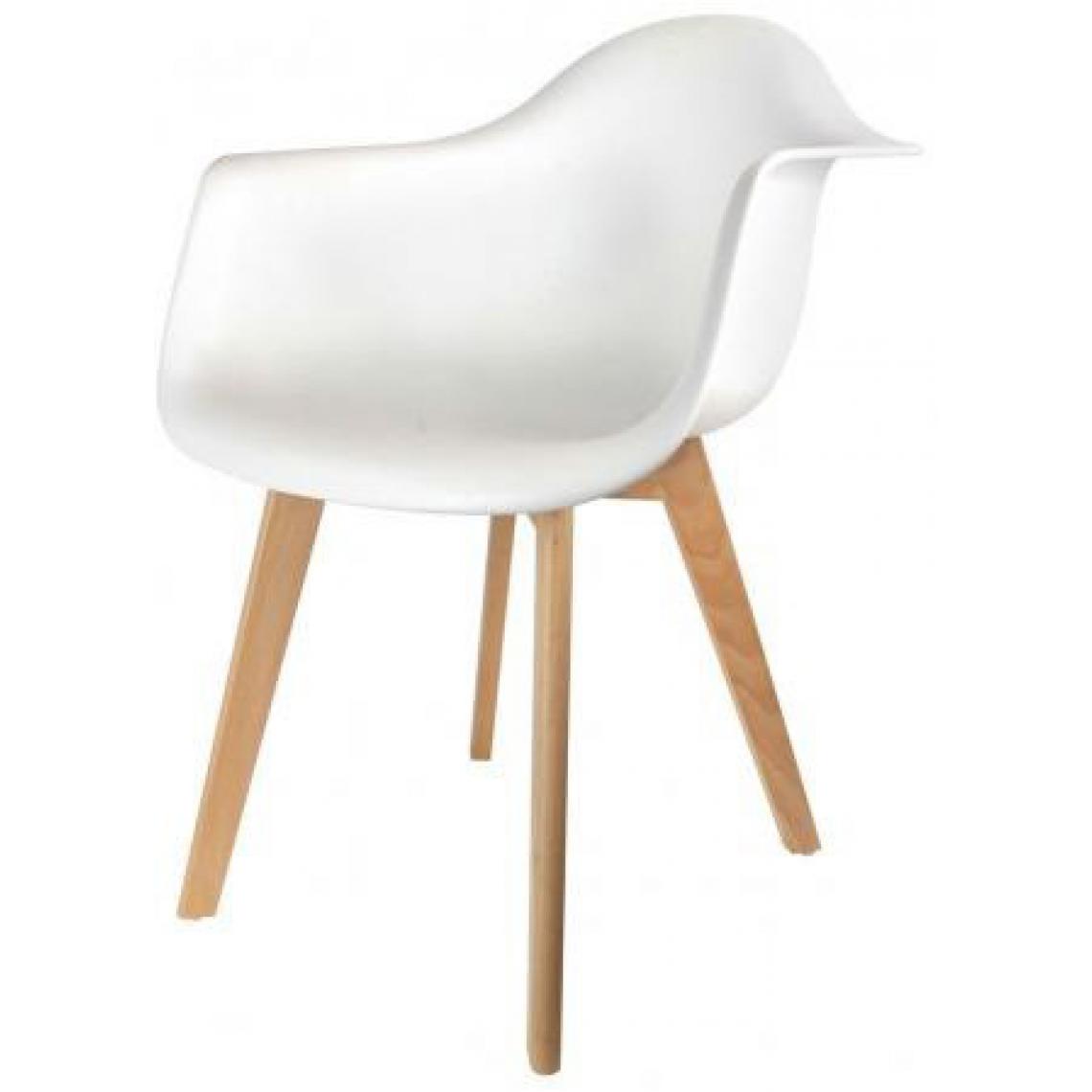 3S. x Home - Chaise scandinave avec accoudoir blanc FJORD - Chaises
