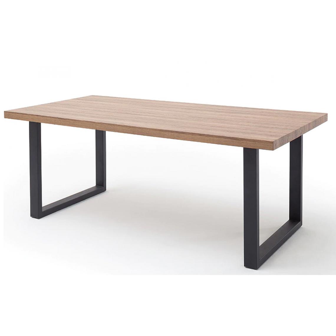 Pegane - Table à manger rectangulaire coloris chêne sauvage - L.160 x H.77 x P.90 cm - Tables à manger