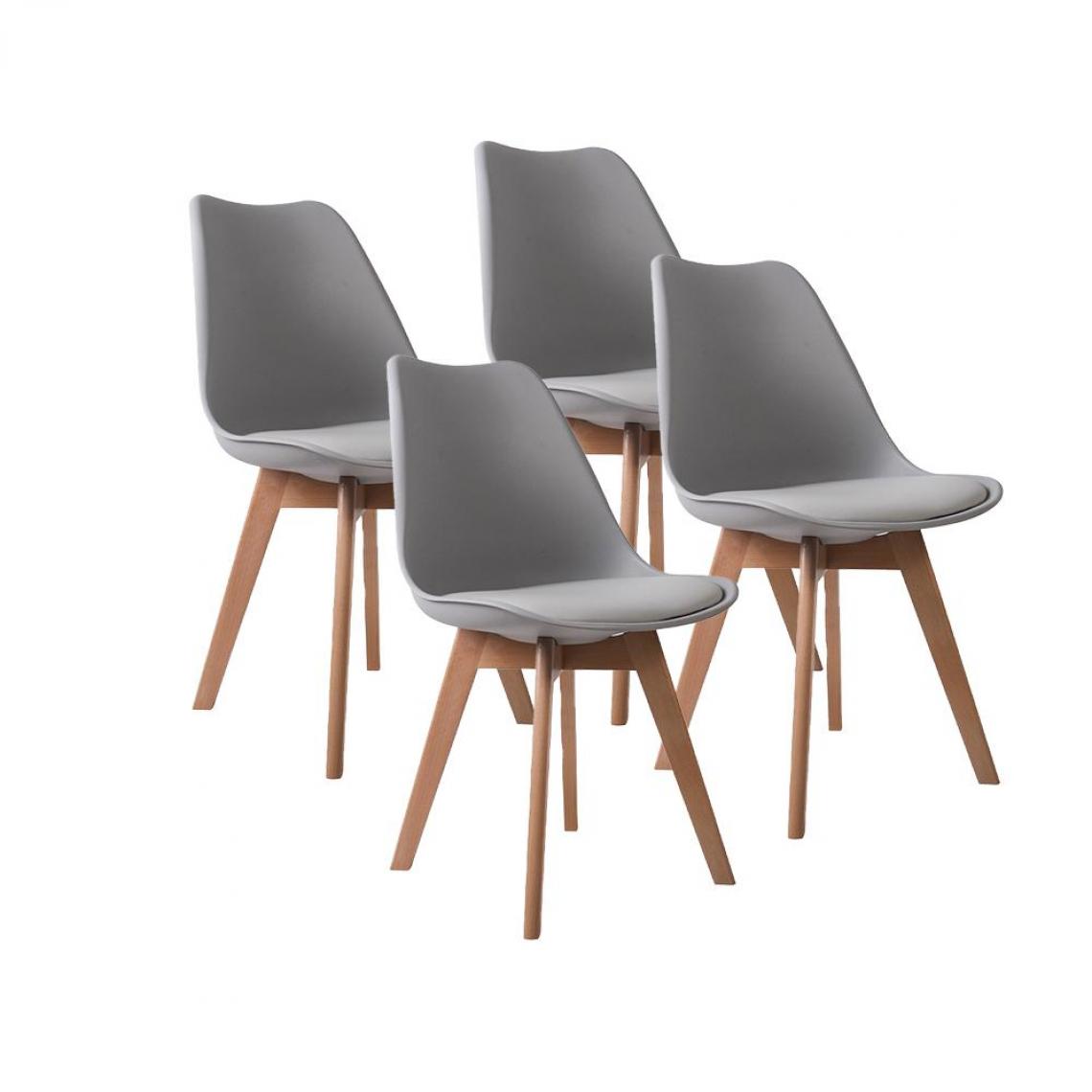 Red Deco - Lot de 4 chaises de salle à manger LAGOM Gris Bois naturel style scandinave - Chaises