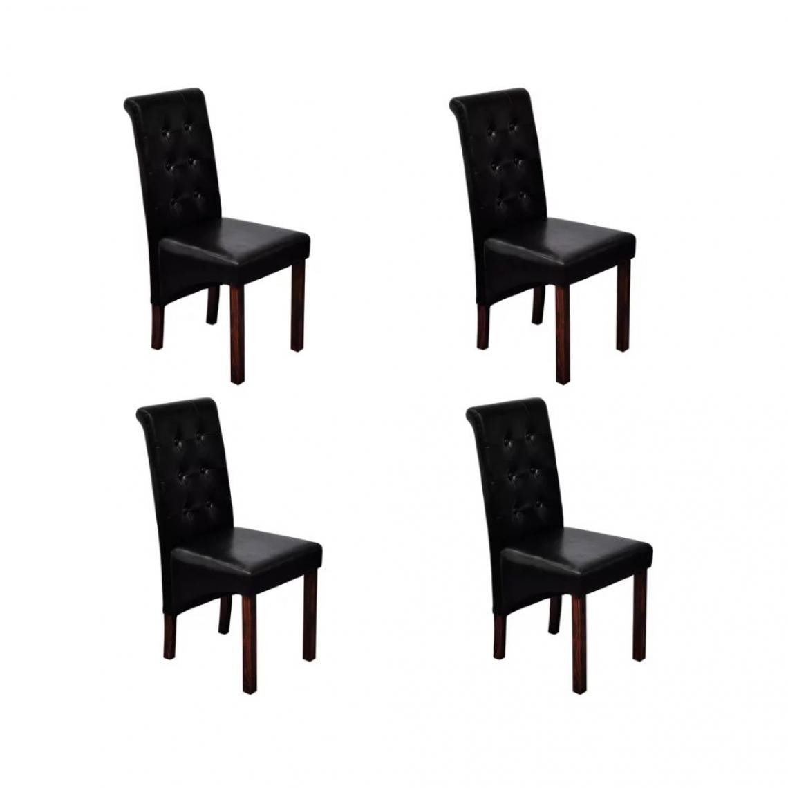 Decoshop26 - Lot de 4 chaises de salle à manger cuisine capitonné design classique en similicuir noir CDS021799 - Chaises