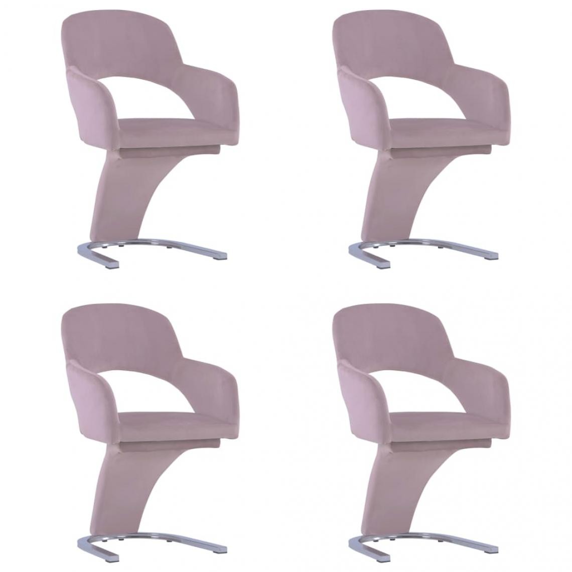 Decoshop26 - Lot de 4 chaises de salle à manger cuisine design élégant velours rose CDS021922 - Chaises