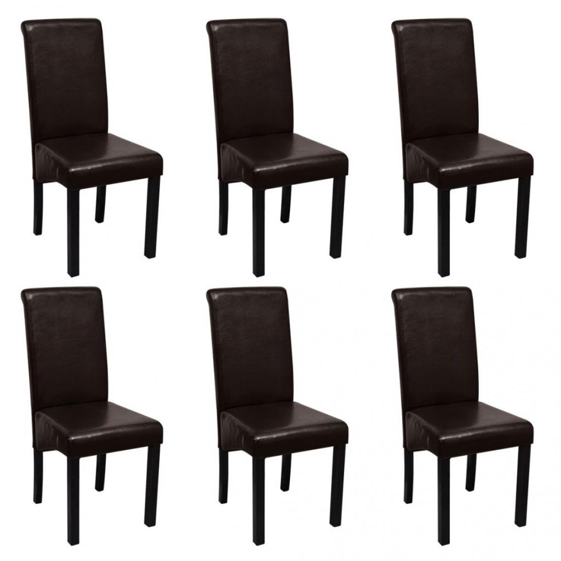 Decoshop26 - Lot de 6 chaises de salle à manger cuisine design moderne similicuir marron CDS022597 - Chaises