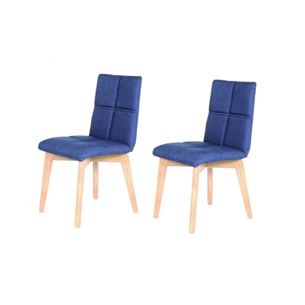 Meubletmoi - Lot 2 chaises scandinave tissu BLEU JEAN INDIGO - LEA - Chaises