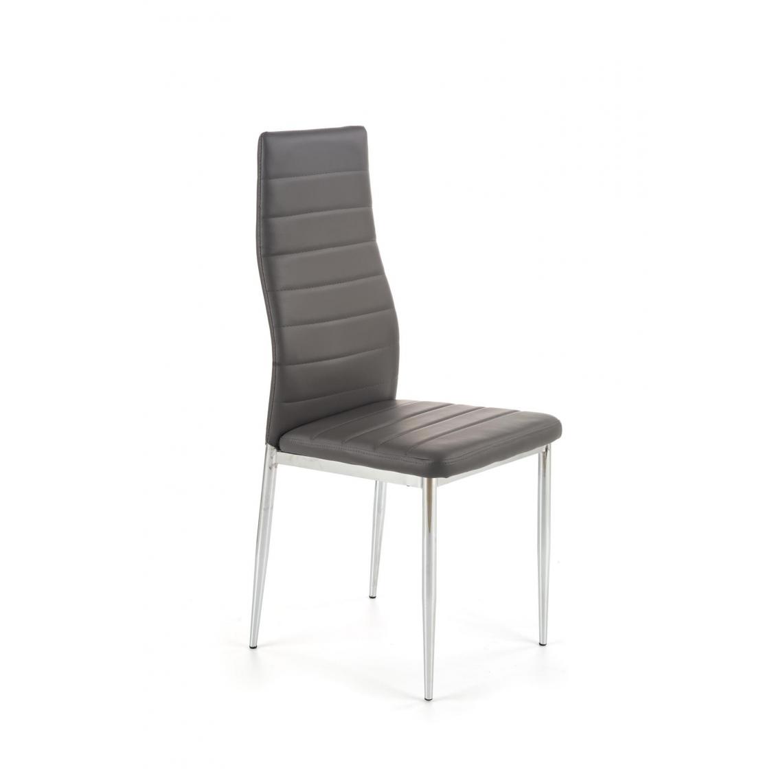 Hucoco - FILIPPO - Chaise rembourrée style moderne salon/chambre - 97x49x40 - Base chromée - Meuble de salle à manger - Gris - Chaises