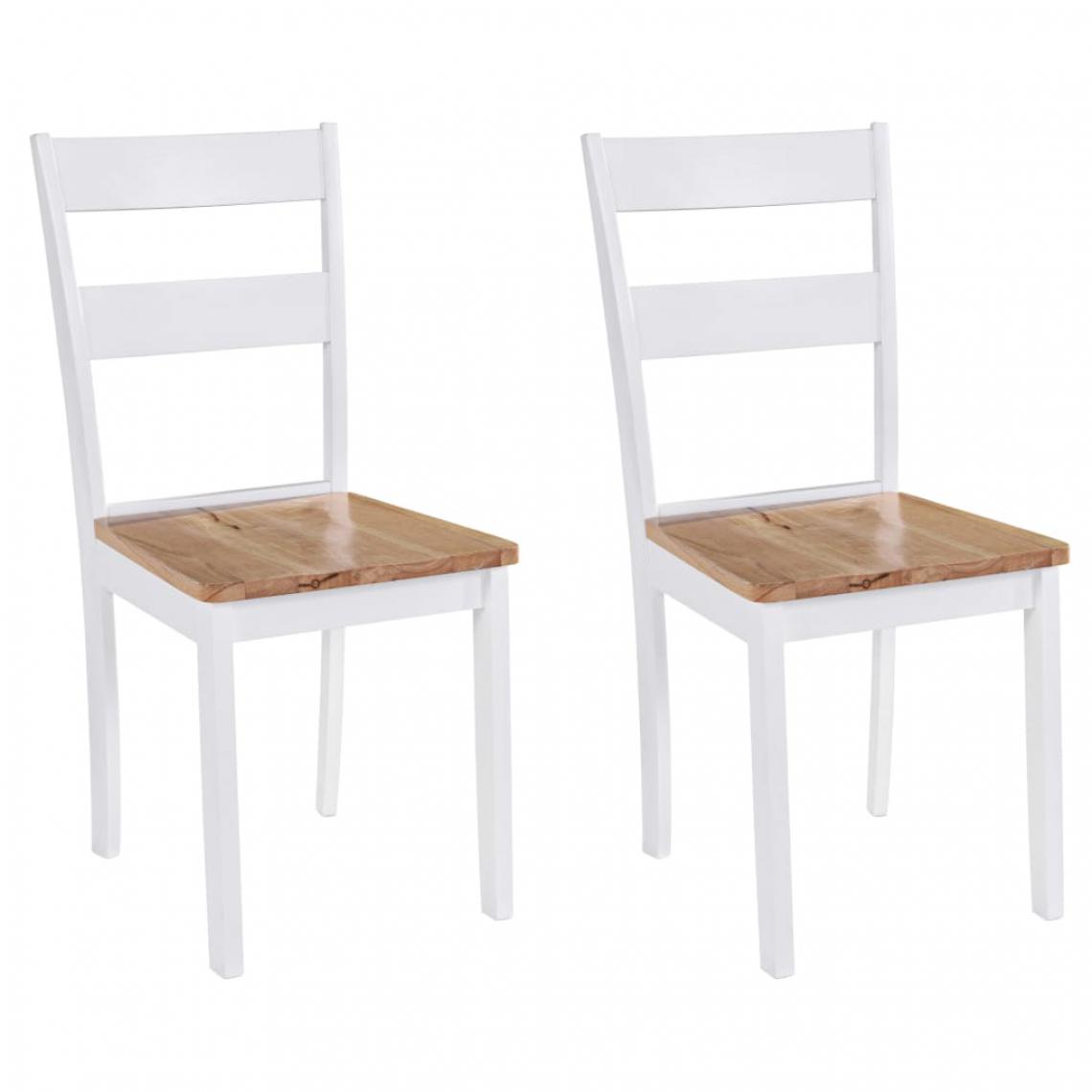 Uco - UCO Chaises de salle à manger 2 pcs Blanc Bois d'hévéa massif - Chaises
