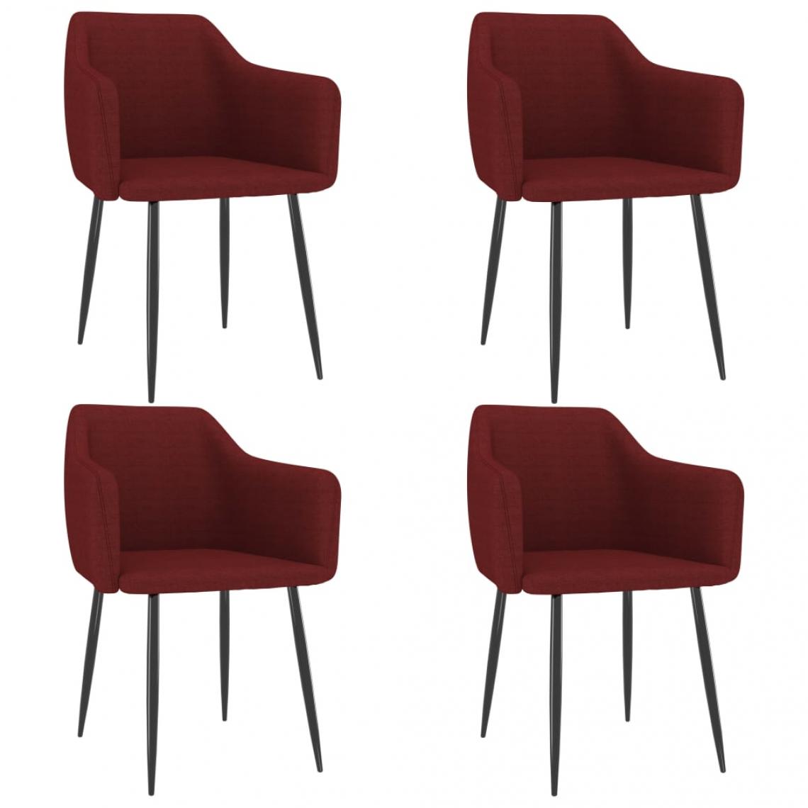 Decoshop26 - Lot de 4 chaises de salle à manger cuisine design moderne tissu rouge bordeaux CDS021952 - Chaises