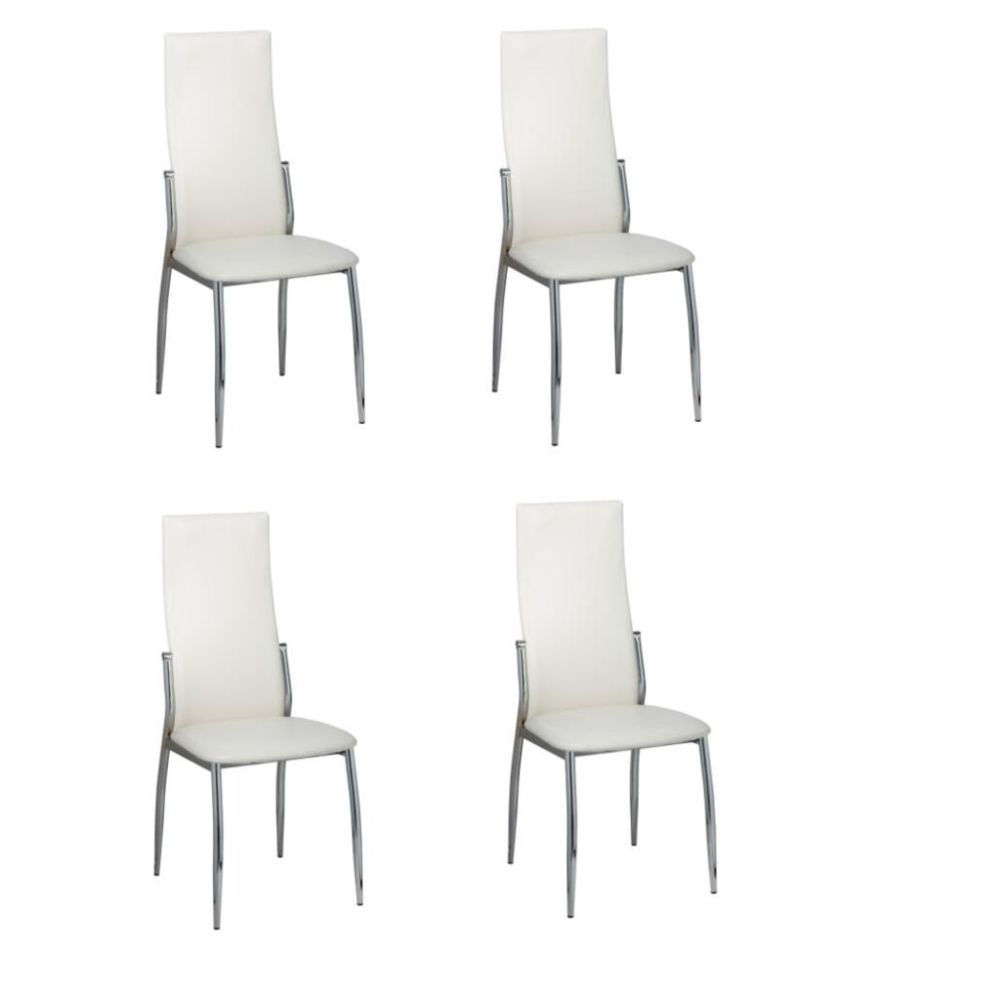 marque generique - Stylé Fauteuils serie Harare Chaise de salle à manger 4 pcs Cuir artificiel Blanc - Chaises