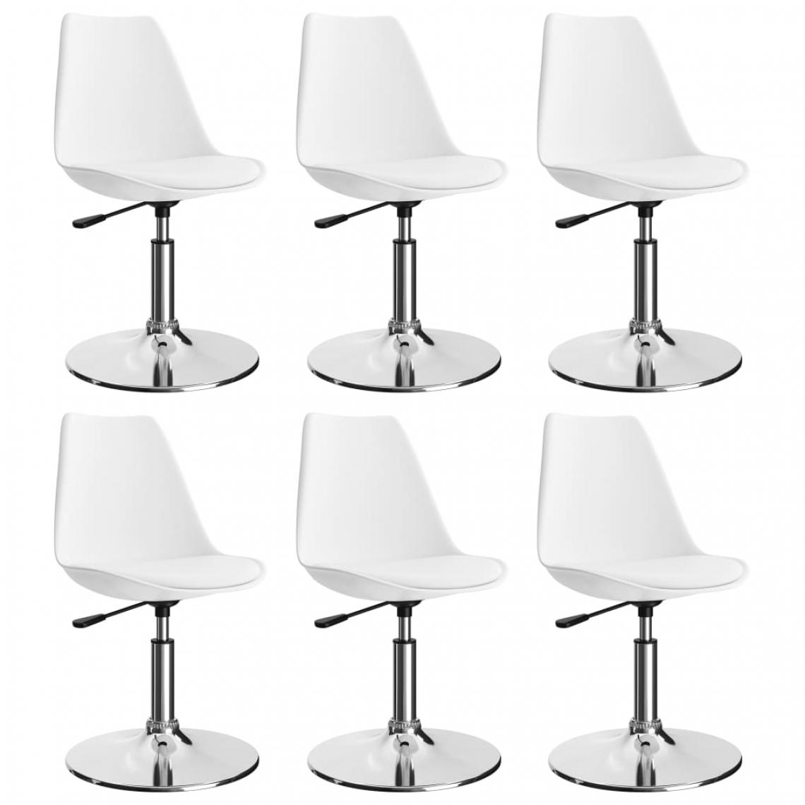 Icaverne - Magnifique Fauteuils et chaises gamme Caracas Chaises de salle à manger pivotantes 6 pcs Blanc Similicuir - Chaises