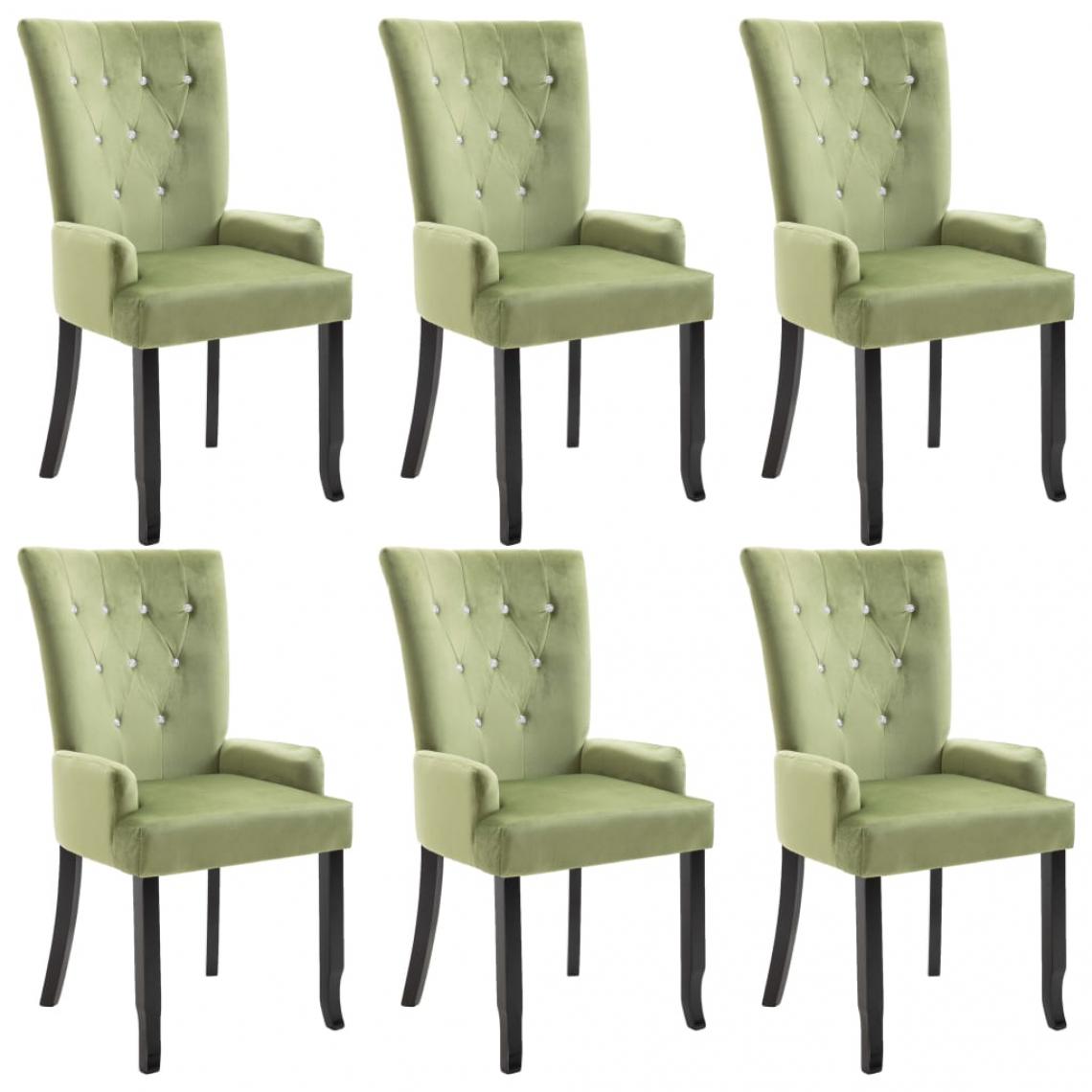 Decoshop26 - Lot de 6 chaises de salle à manger cuisine design classique velours vert clair CDS022880 - Chaises
