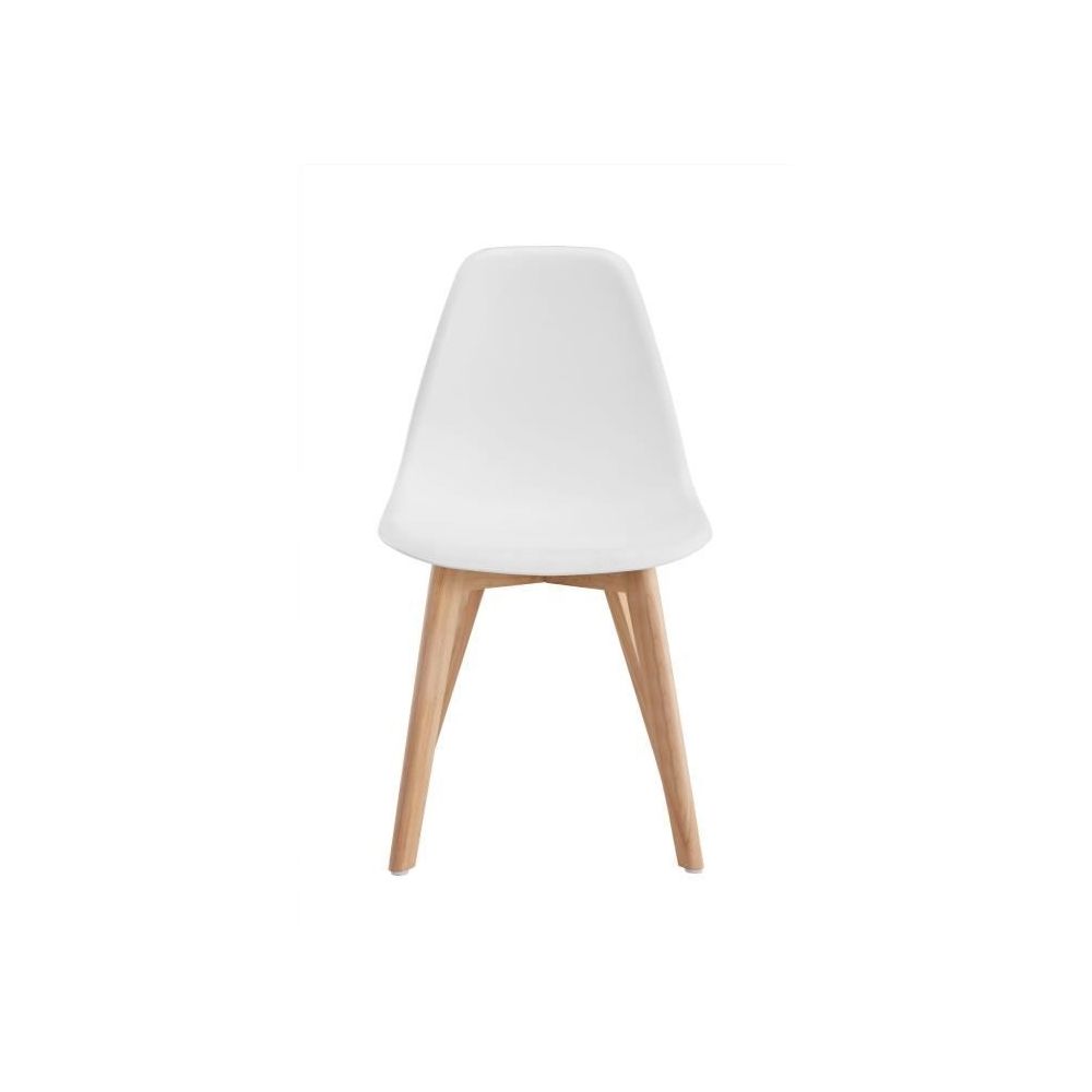 marque generique - CHAISE SACHA Chaise de salle a manger blanc - Pieds en bois hévéa massif massif - Scandinave - L 48 x P 55 cm - Chaises