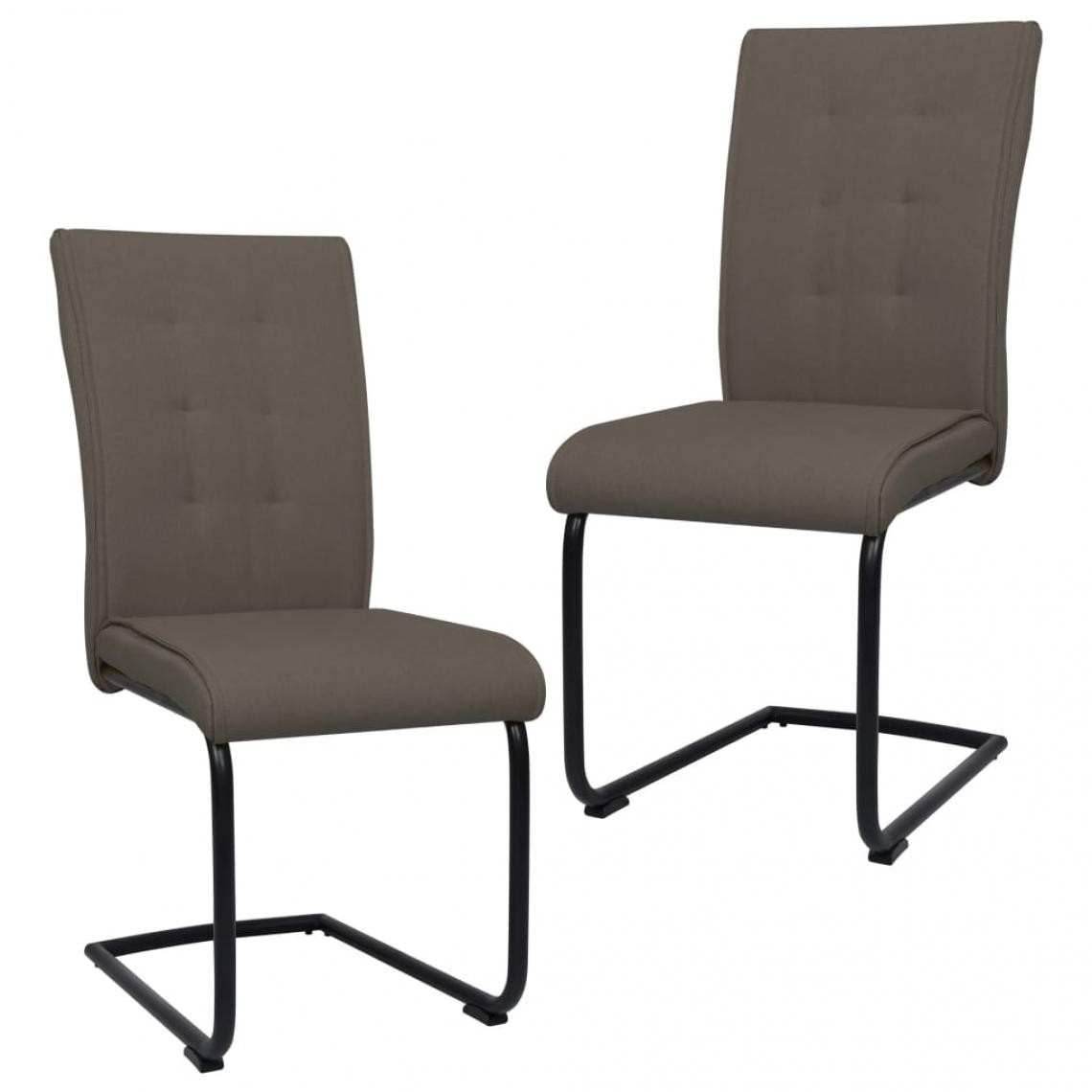 Decoshop26 - Lot de 2 chaises de salle à manger cuisine cantilever design moderne tissu taupe CDS020391 - Chaises