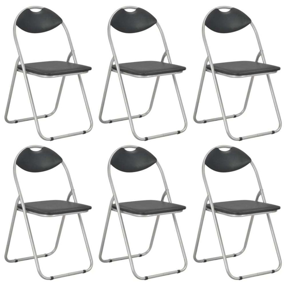 Uco - UCO Chaises pliantes de salle à manger 6 pcs Noir Similicuir - Chaises