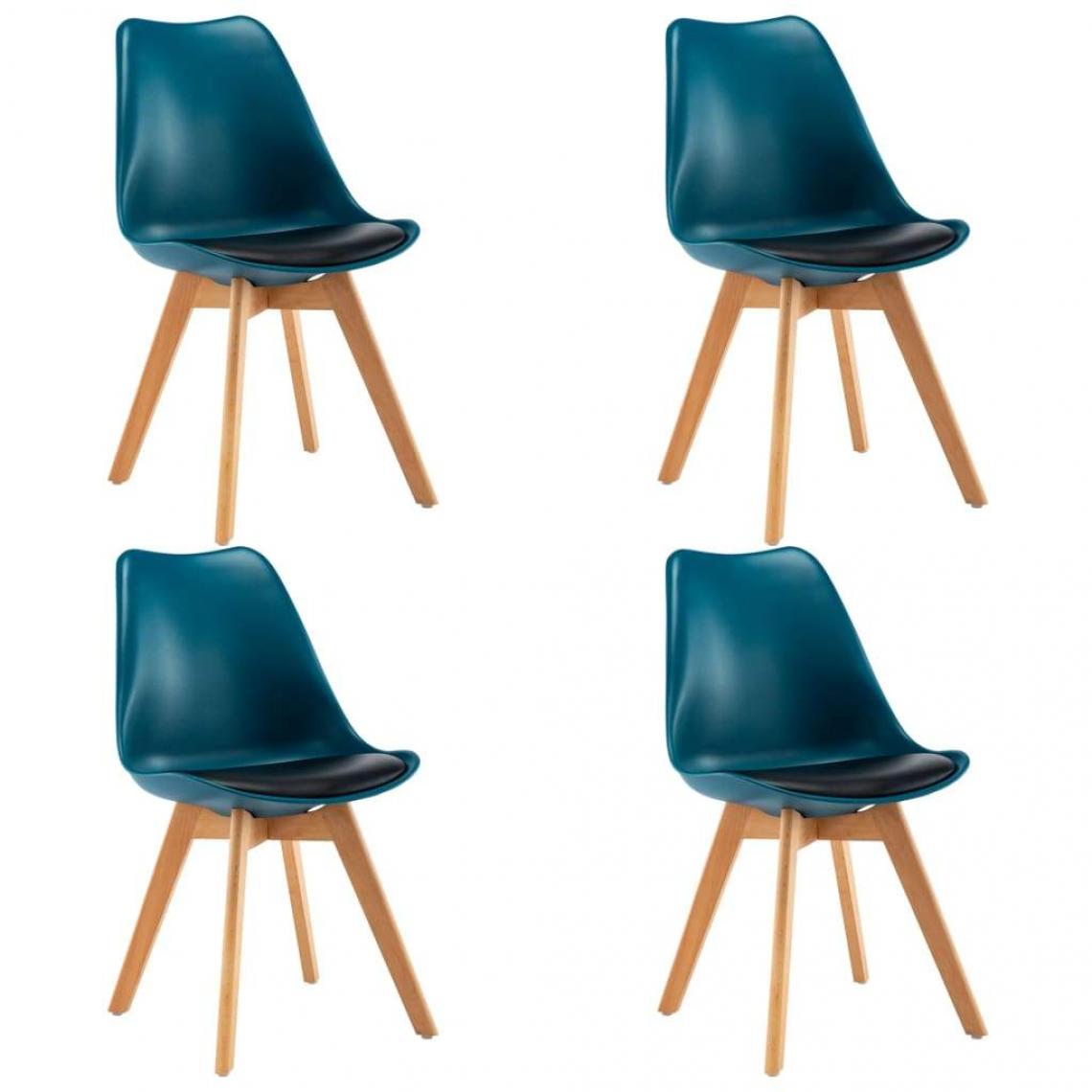 Decoshop26 - Lot de 4 chaises de salle à manger cuisine design rétro similicuir turquoise et noir CDS022009 - Chaises