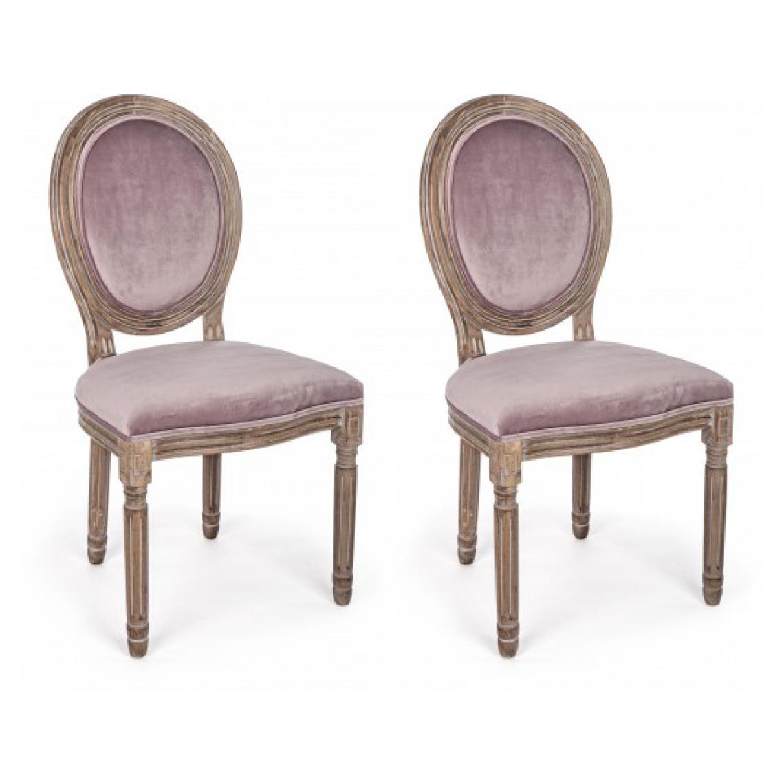Bizzotto - Chaise Lot de 2 chaises Mathilde rose - Chaises