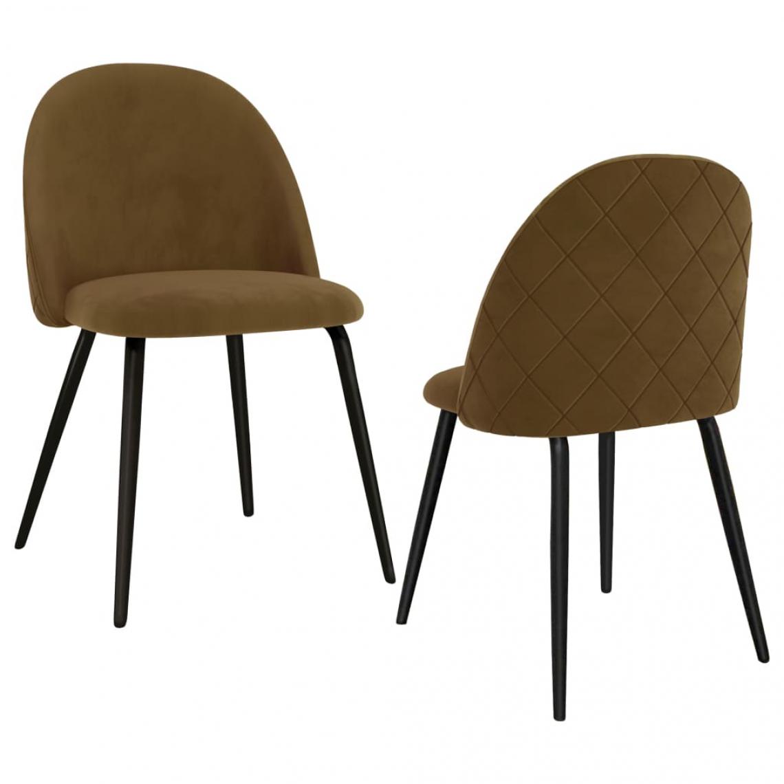 Decoshop26 - Lot de 2 chaises de salle à manger cuisine design moderne tissu marron CDS020773 - Chaises