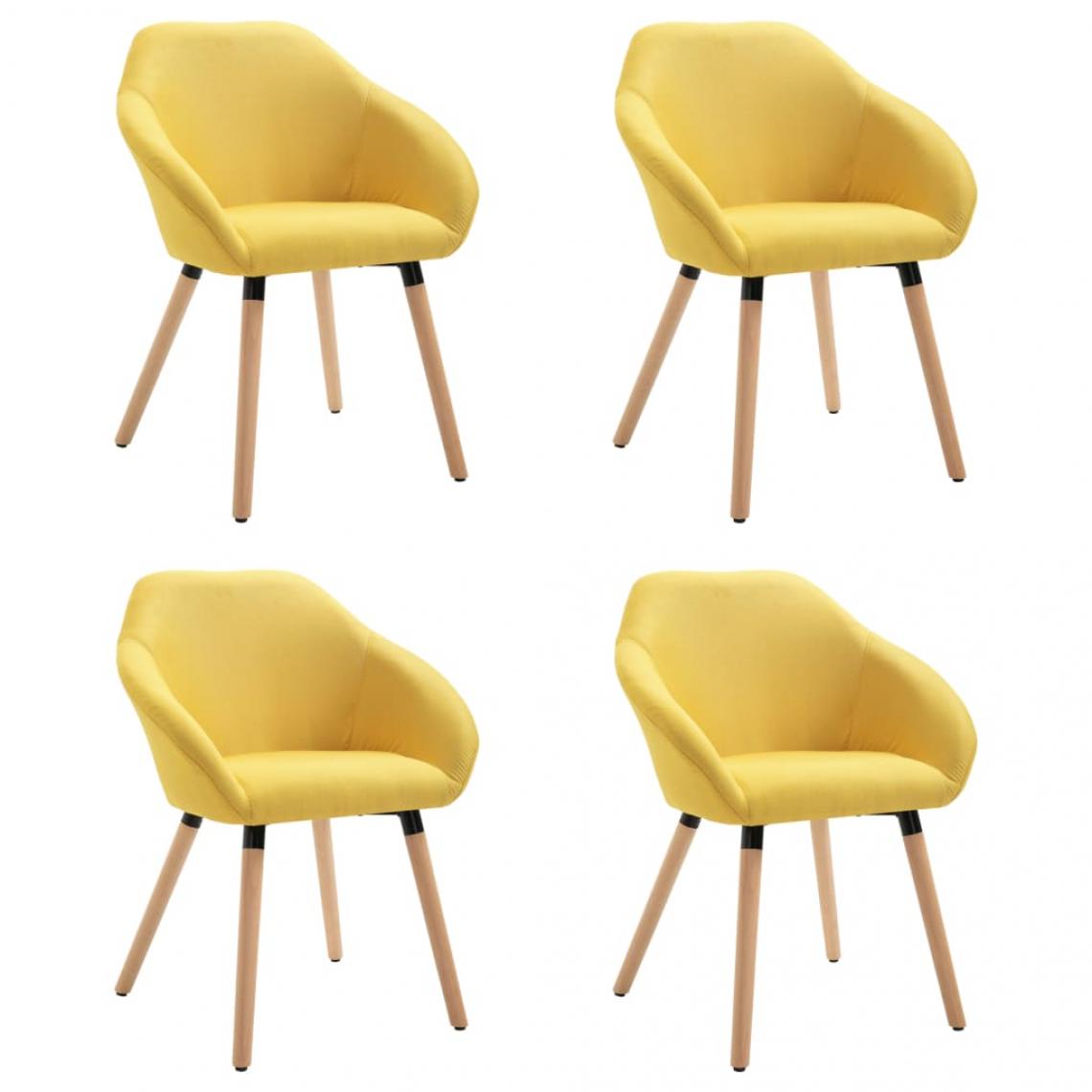 Decoshop26 - Lot de 4 chaises de salle à manger cuisine design moderne tissu jaune CDS021645 - Chaises