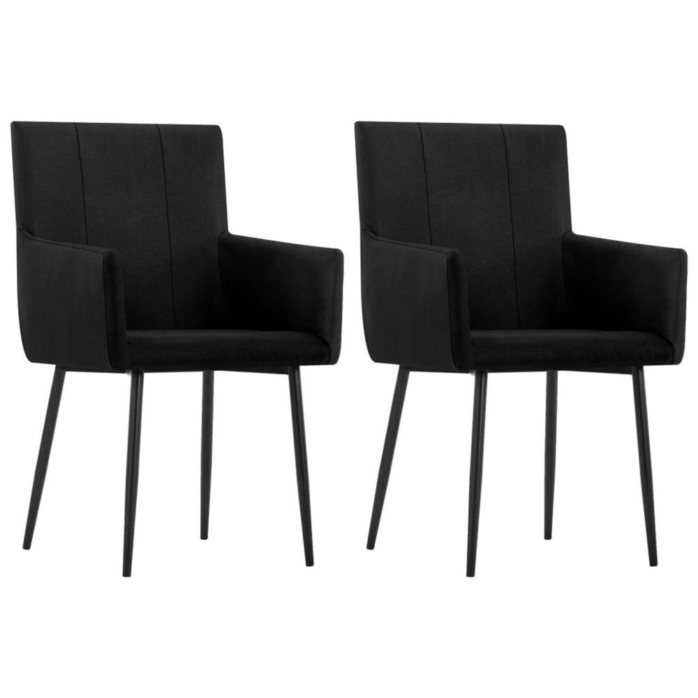 marque generique - Splendide Fauteuils et chaises serie La Valette Chaises de salle à manger avec accoudoirs 2 pcs Noir Tissu - Chaises