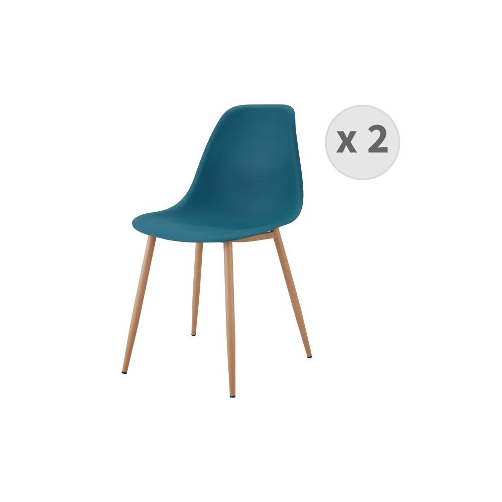 Moloo - ESTER-Chaises scandinaves bleu canard pieds métal bois (X2) - Chaises