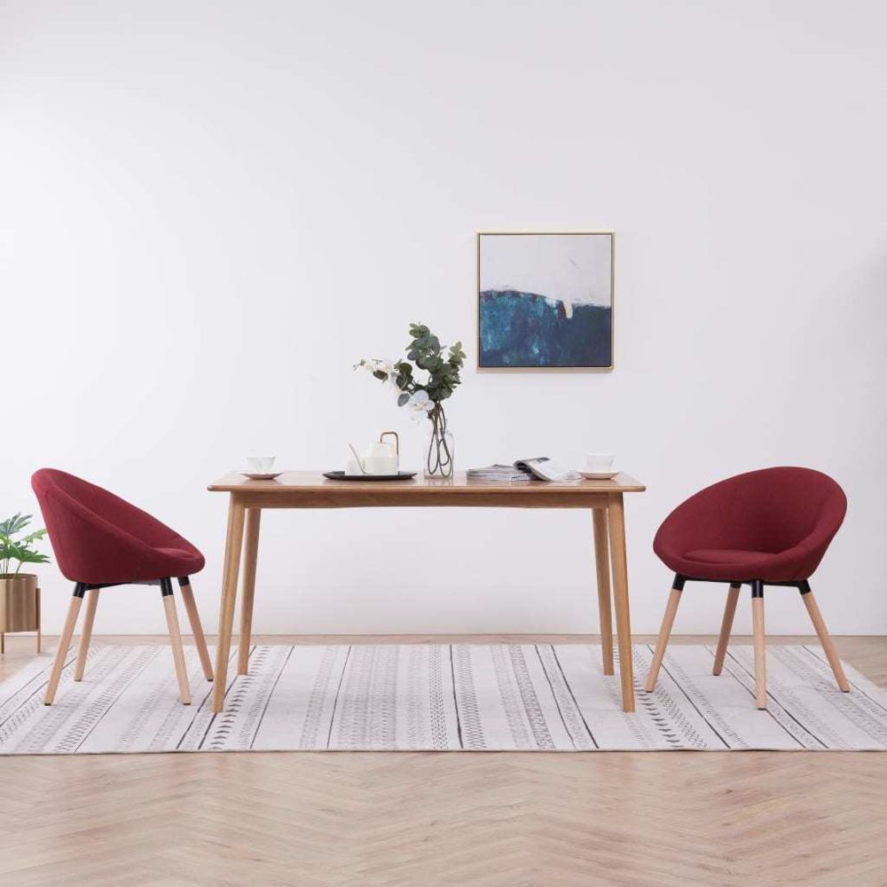 marque generique - Magnifique Fauteuils et chaises famille Belmopan 2 pcs Chaises de salle à manger Rouge bordeaux Tissu - Chaises