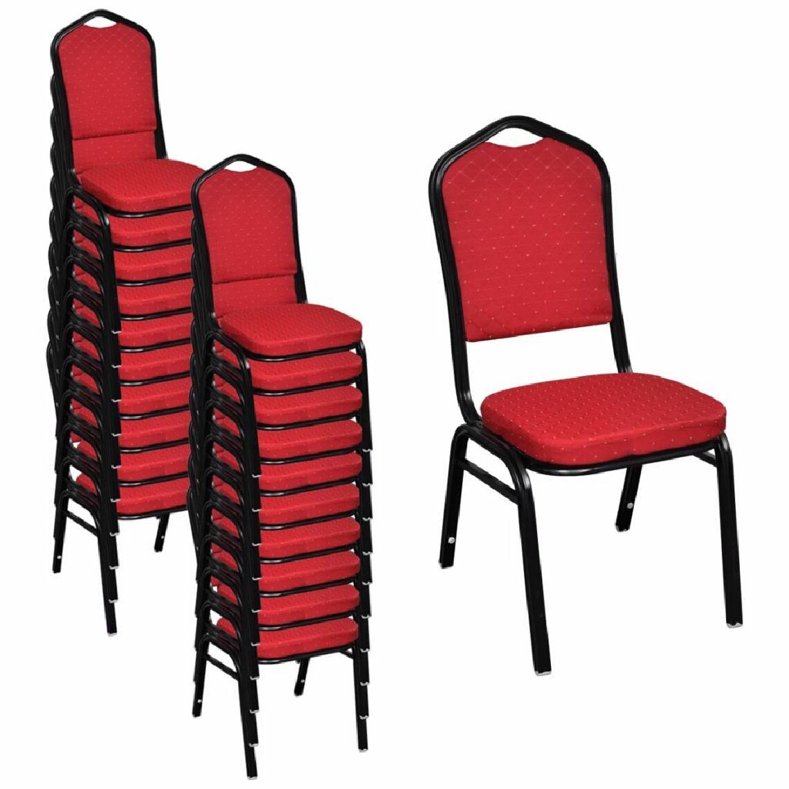Helloshop26 - Lot de 20 chaises de salle à manger empilable tissu rouge 1902119/2 - Chaises