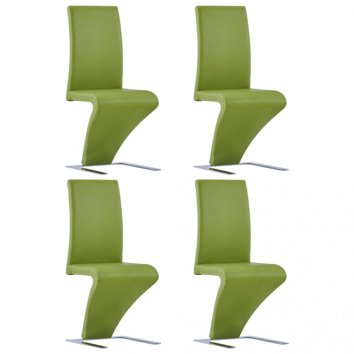Decoshop26 - Lot de 4 chaises de salle à manger cuisine zigzag design contemporain similicuir vert CDS022087 - Chaises