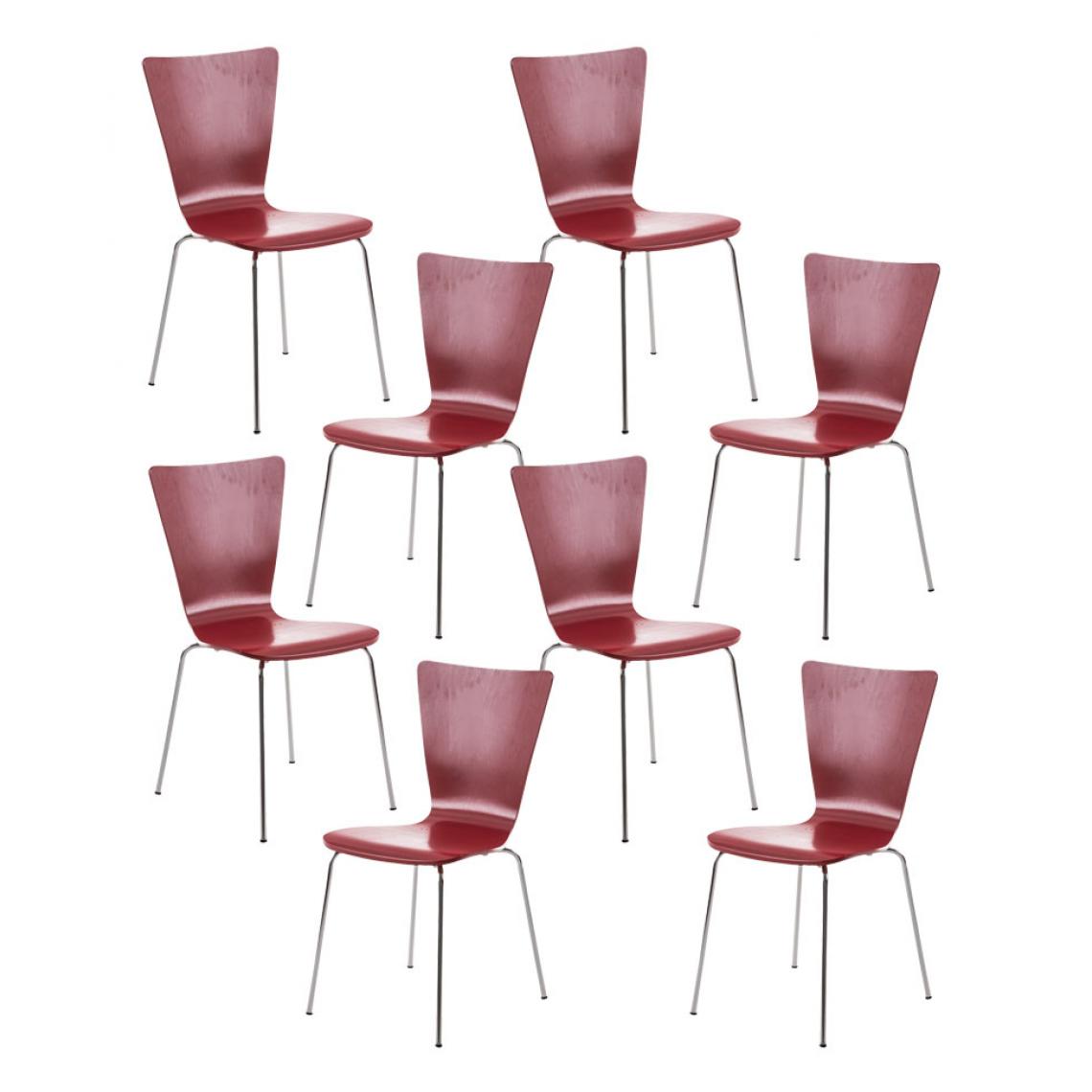 Icaverne - Esthetique Lot de 8 chaises visiteurs famille Jakarta couleur rouge - Chaises