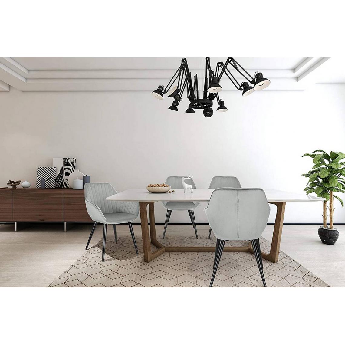 MercatoXL - Salle à manger chaise avec accoudoirs en jambes de velours et de métal - gris clair modèle - Tables à manger