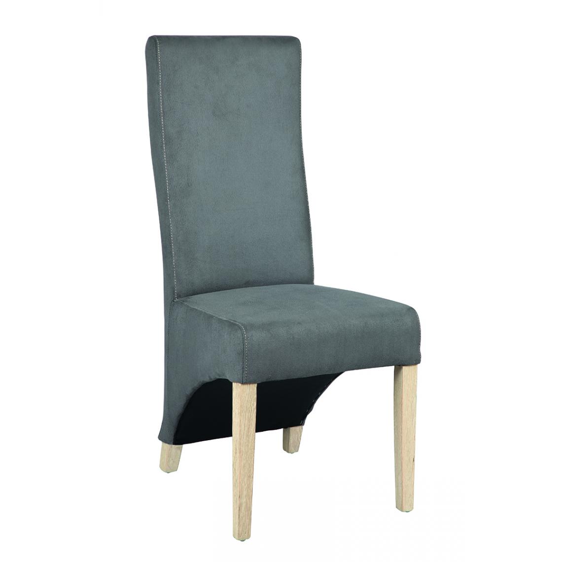 Pegane - Lot de 2 chaises en microfibre coloris gris clair - Longueur 45 x Profondeur 50 x Hauteur 106 x hauteur Assise : 48 cm - Chaises