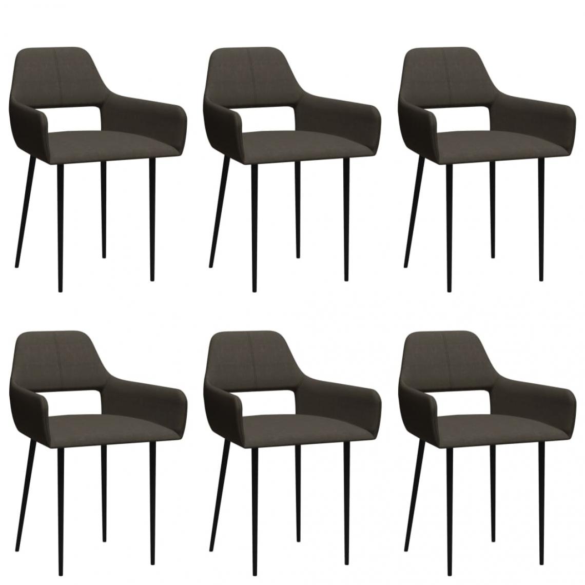 Decoshop26 - Lot de 6 chaises de salle à manger cuisine design moderne tissu taupe CDS022864 - Chaises