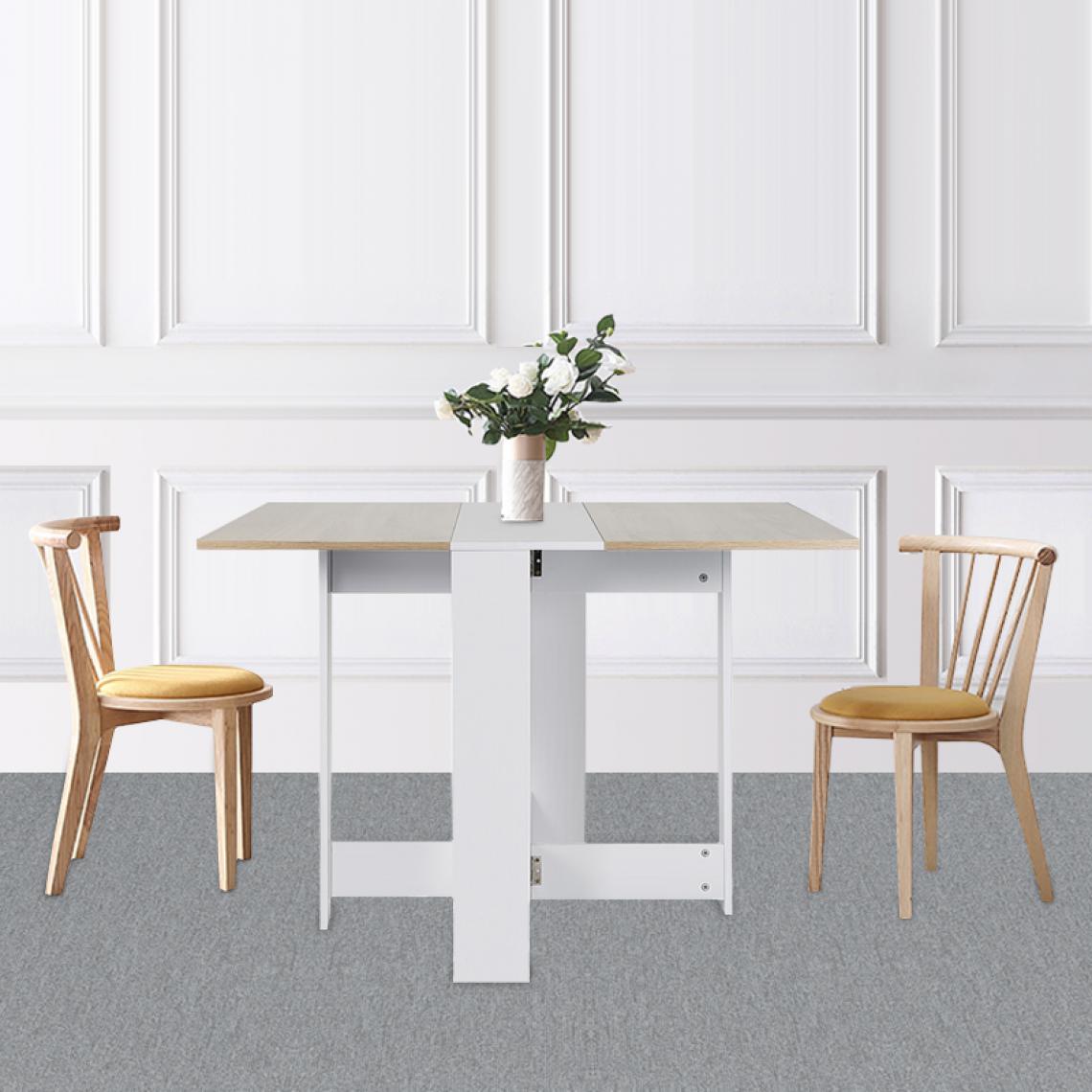 Jeobest - Table pliable design contemporain, simple, élégant et beau couleur chêne et blanc - Tables à manger