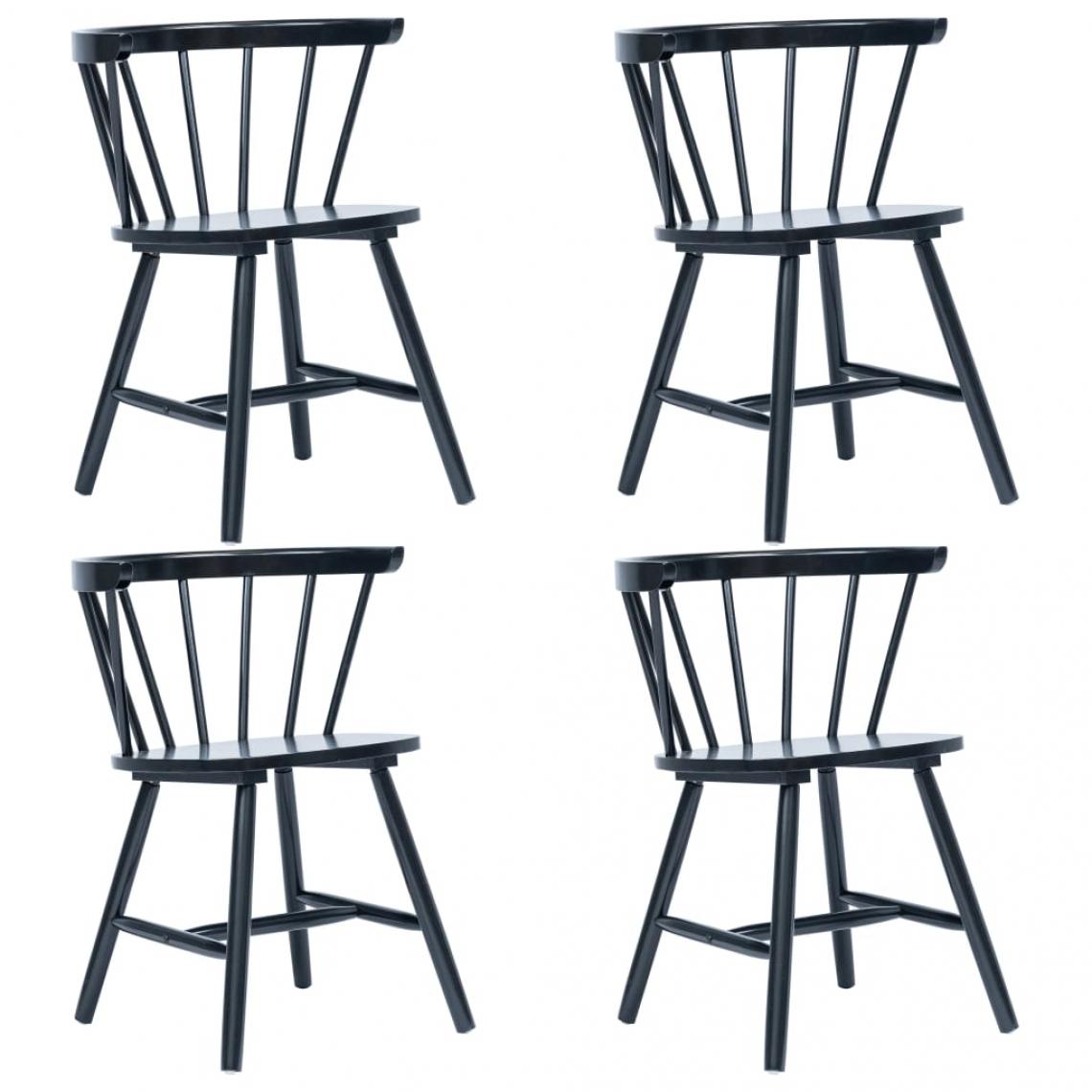 Decoshop26 - Lot de 4 chaises de salle à manger cuisine design élégant bois d'hévéa massif noir CDS021780 - Chaises