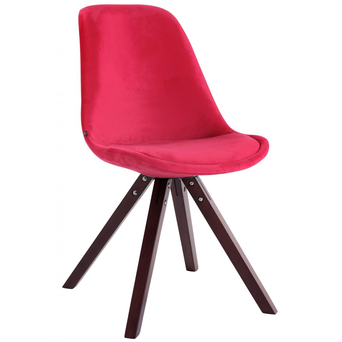 Icaverne - Splendide Chaise visiteur Katmandou velours carré cappuccino (chêne) couleur rouge - Chaises