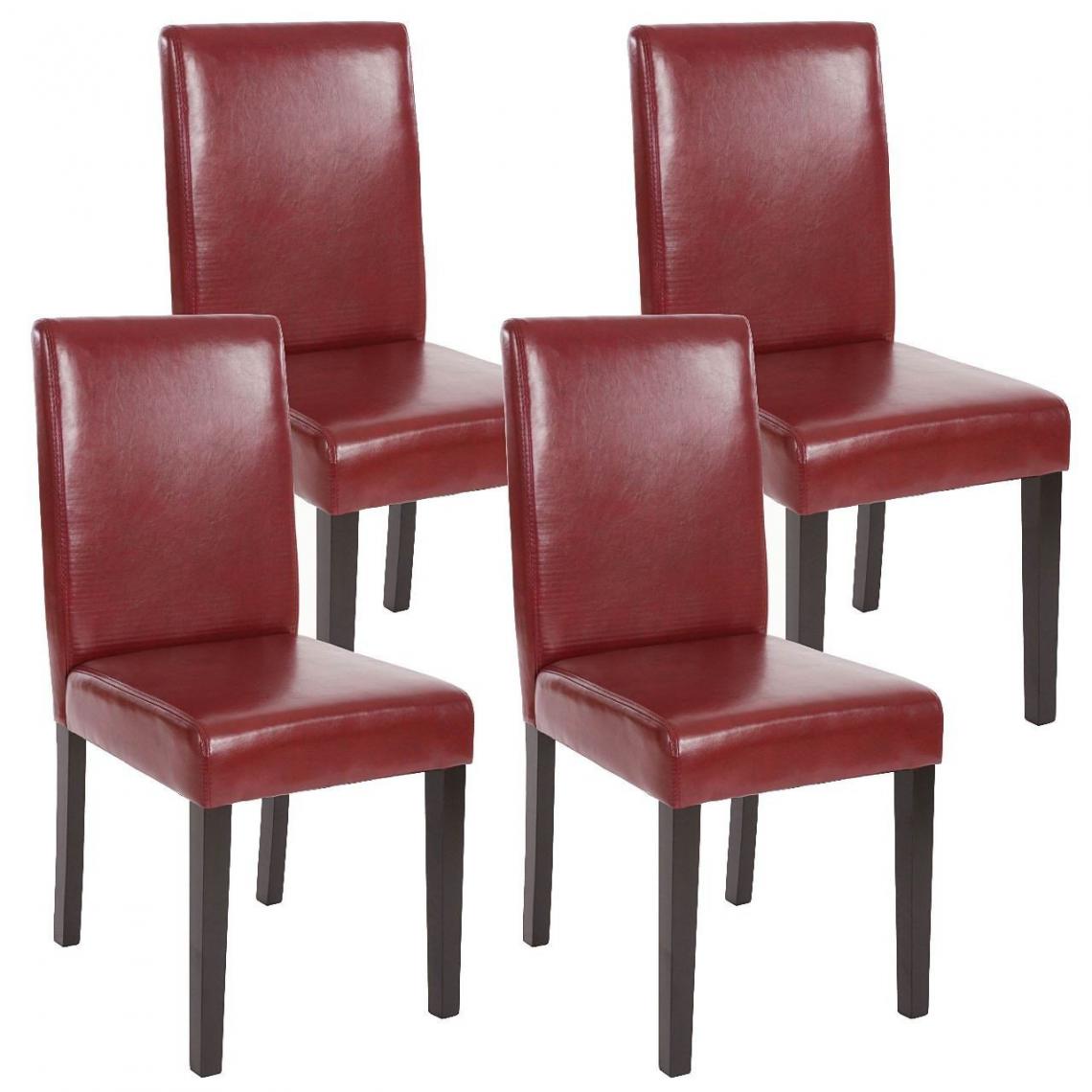 Decoshop26 - Lot de 4 chaises de salle à manger simili-cuir rouge/brun pieds foncés CDS04133 - Chaises