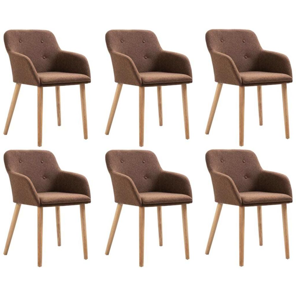 marque generique - Distingué Fauteuils et chaises edition Yaren 6 pcs Chaises de salle à manger Marron Tissu et chêne massif - Chaises